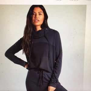 Black hoodie with mesh details